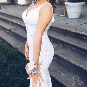 White lace prom dress